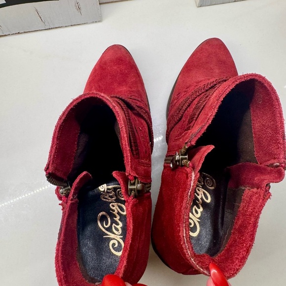 Naughty Monkey Red Suede Tassel Ankle Booties – Women’s 7.5 - Picture 5 of 8
